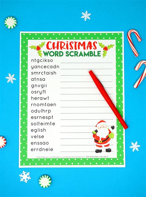 Christmas Word Scramble Worksheet
