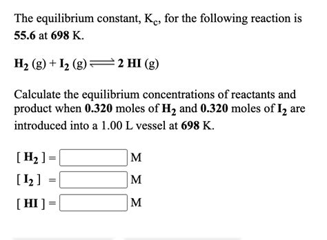 Solved The Equilibrium Constant Kc For The Chegg