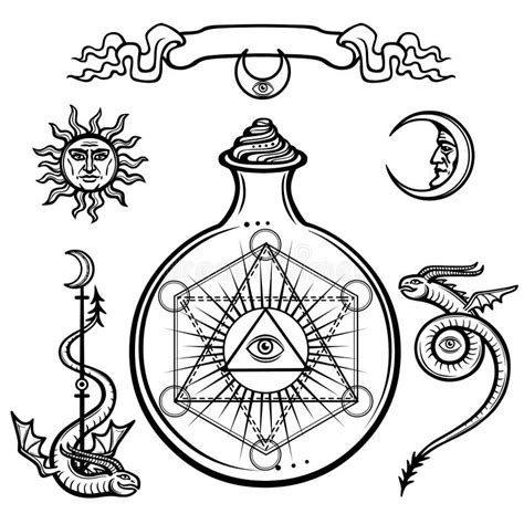 Alchemical Symbols And Magickal Sigils Stock Vector Illustration Of