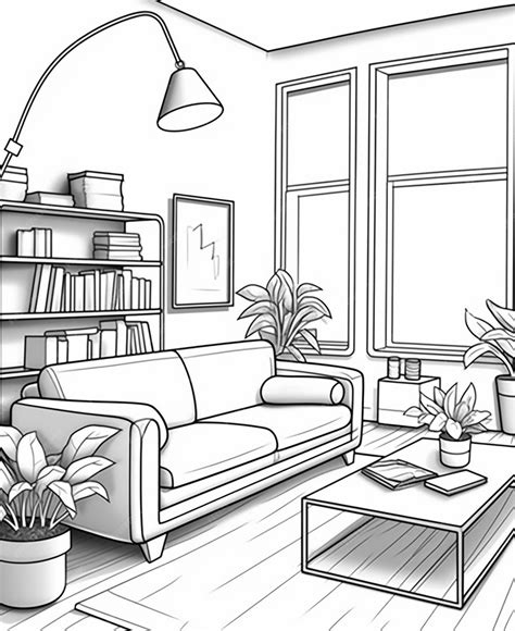 Premium Ai Image A Drawing Of A Living Room With A Couch Generative Ai