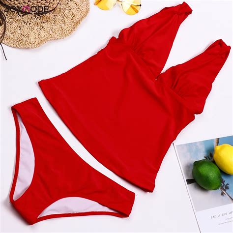 Buy Joymode 2018 New Women Deep V Sexy Red Bikini Two
