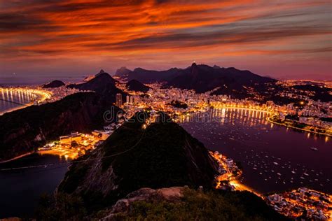 Beautiful Panorama Of Rio De Janeiro At Twilight Brazil Sugarloaf