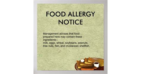Food Allergy Notice Poster Au