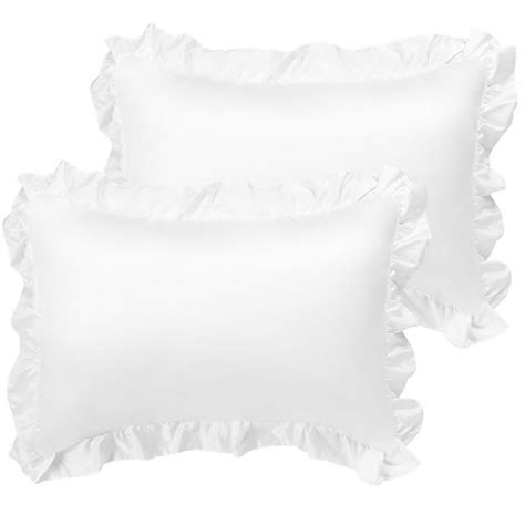 Satin Pillowcase King Ruffled Pillow Shams Set Of 2 Silky Sateen Pillow