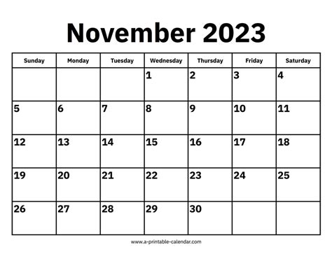 November 2023 Calendar Get Latest Map Update
