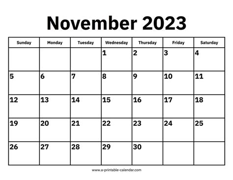 November 2023 Calendar