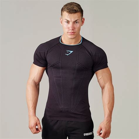 Gymshark Onyx Seamless T Shirt Black Black Gym Shirt Training Tops Workout Attire