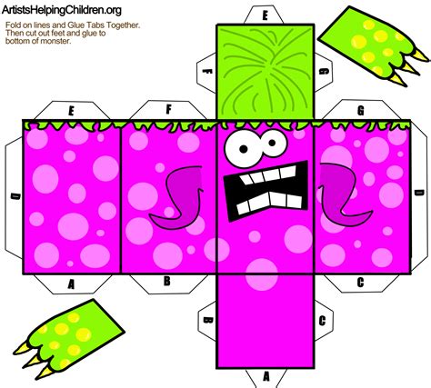 Foldable Paper Monster Toy Figures For Kids To Make On Halloween Kids