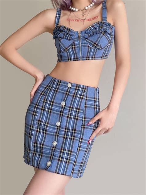 Plaid Striped Crop Top And Skirt Sets For Summer Wholesale7 Blog Latest Fashion News And Trends