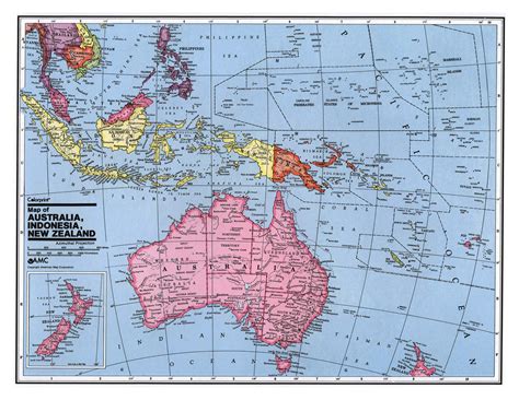 Large Detailed Political Map Of Australia And Oceania With Relief Images