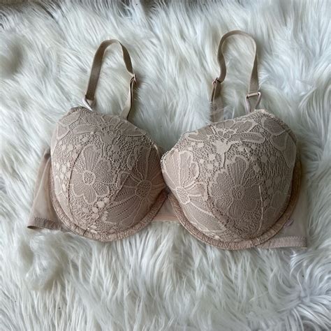 Victorias Secret Nude Tan Floral Lace Line Demi Bra Gem