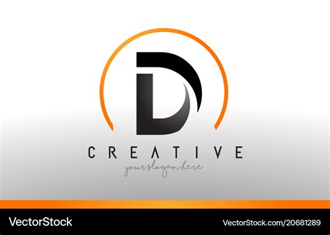 D Letter Logo Design With Black Orange Color Cool Vector Image