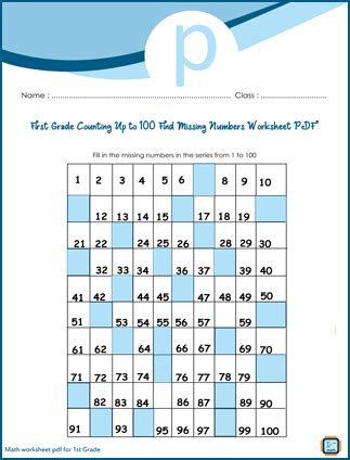 You may open the file and print or download and save an electronic copy and use when needed. Missing Numbers Worksheet 1-100 For First Grade PDF | Photomath Online