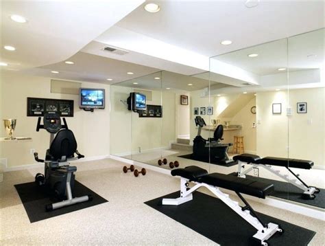 Basement Basement Exercise Room Home Gym Wall Mirror Workout Ideas