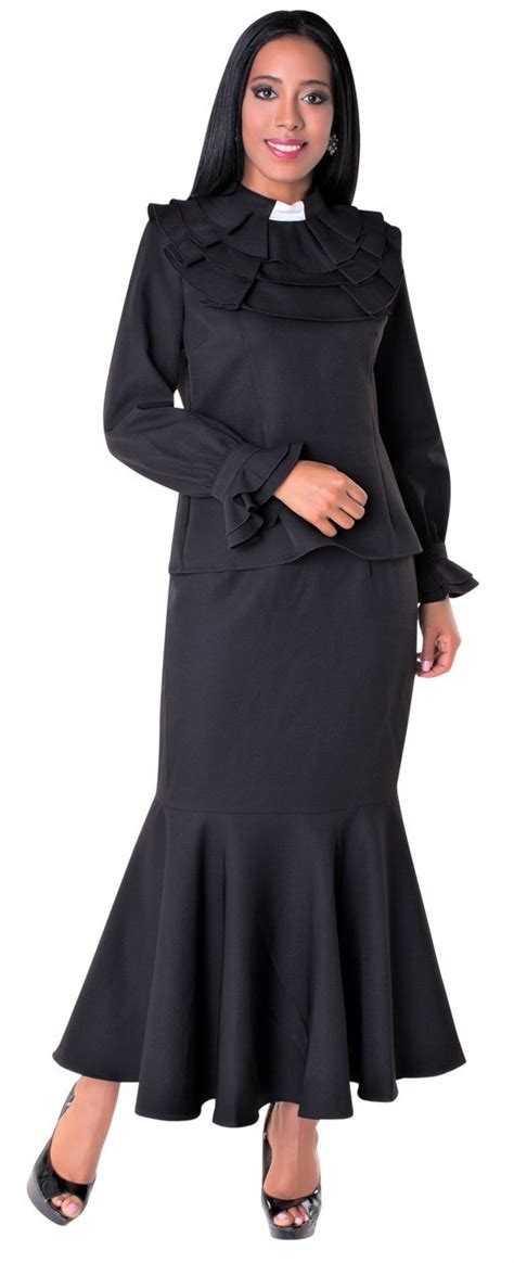 01 Ladies 2 Piece Preaching Skirt Set In Black Divinity Clergy Wear
