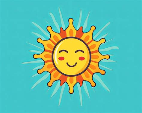 El Sol Está Sonriendo Sobre Un Fondo Azul Vector Premium