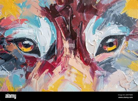 Oil Wolf Portrait Painting In Multicolored Tones Stock Photo Alamy
