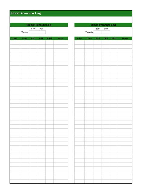 Downloadable Free Printable Blood Pressure Log Sheets Poleaa