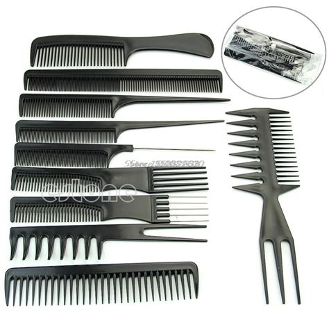 10pcs Black Pro Salon Hair Styling Tool Hairdressing Plastic Barbers
