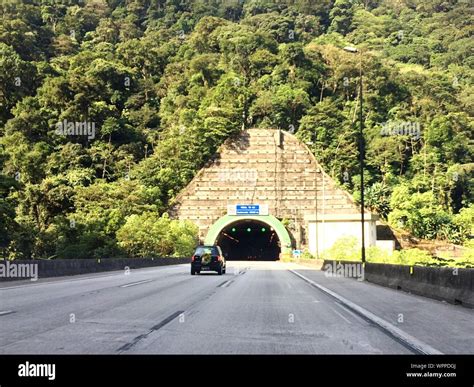 Illuminated Tunnel Through Mountain Stock Photo Alamy