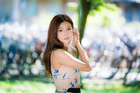 Wallpaper Asian Women Model Long Hair Brunette Depth Of Field