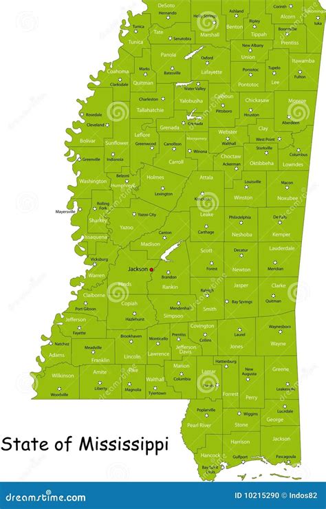 Mississippi State Map With Counties Map Of South America