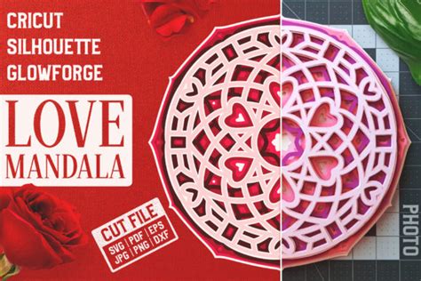 Layered 3d Love Mandala Graphic By Pixaroma · Creative Fabrica