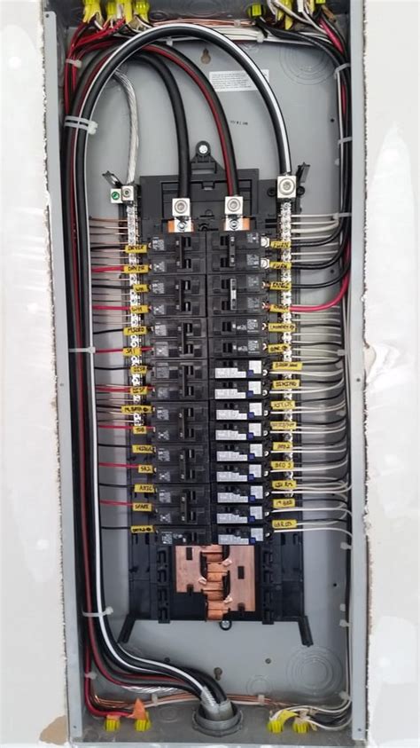 Marking electrical panels clearly with easy to read, large labels and signs visually communicates to workers and visitors where panels and instructs them to keep the area clear. Standard electrical panel. Clean, neat & labeled. - Yelp