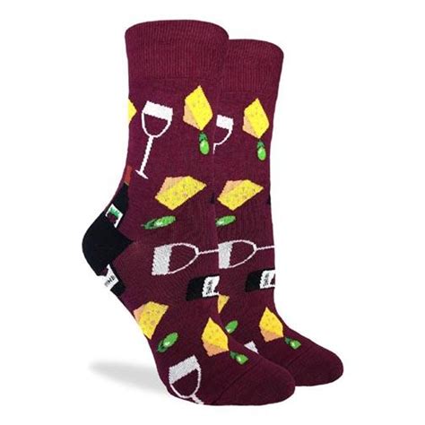 Good Luck Sock Womens Crew Socks Wine And Cheese Ts