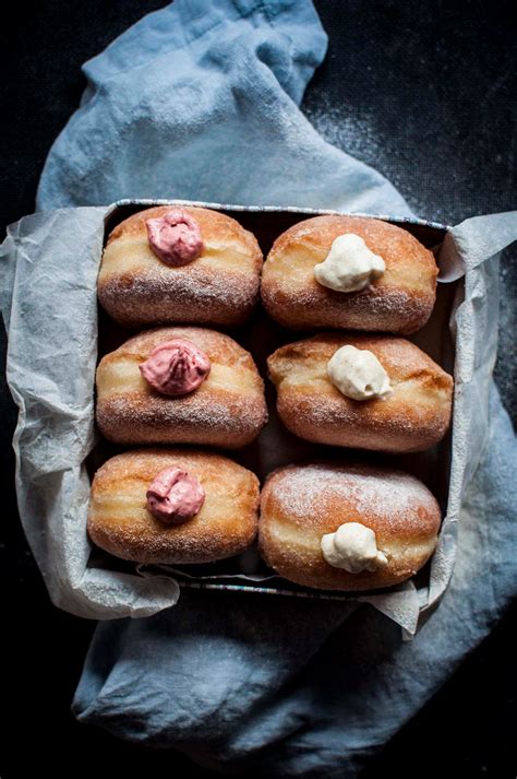 The Softest Sourdough Doughnuts With Strawberry And Apple Pie Cream