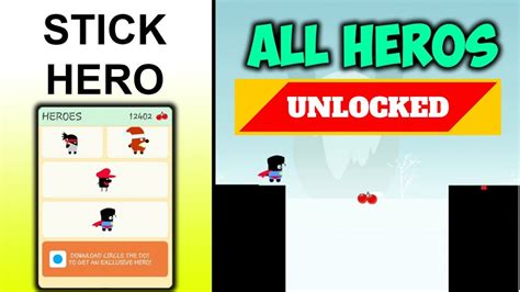 Stick Hero Game Unlocking All Heroes And Characters Youtube