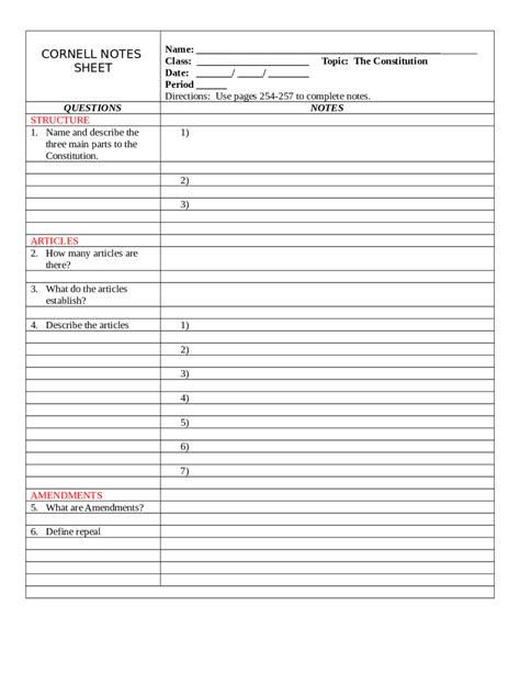 Cornell Notes Sheet Template Edit Fill Sign Online Handypdf