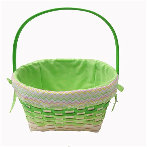 Easter Jubilee Extra Large Chipwood Basket With Striped Green Liner