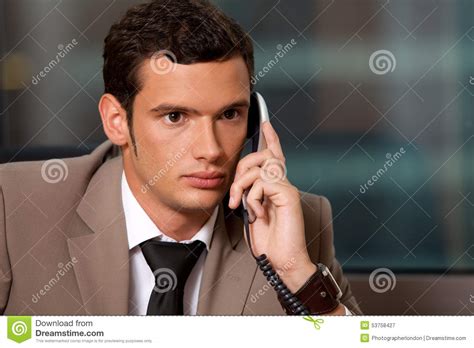 Young Businessman Talking On Telephone Stock Image Image Of Human