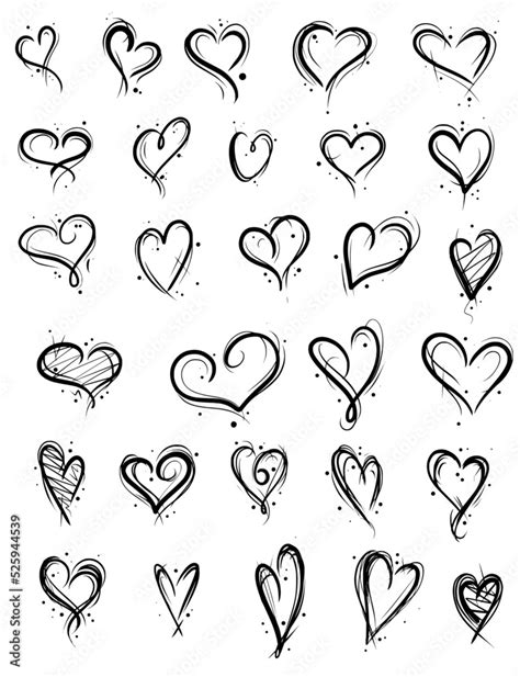 Heart Outline Scribble Hand Drawing Patterns Svg Vector Stock Vector