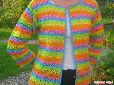 Punto combinado en dos colores # 7. Saco multicolor | Crochet y Dos agujas - Patrones de tejido