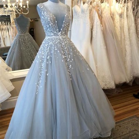 Are you favorites with blue? Light Blue Tulle Niab18092 Formal Wedding Dress Size 6 (S ...