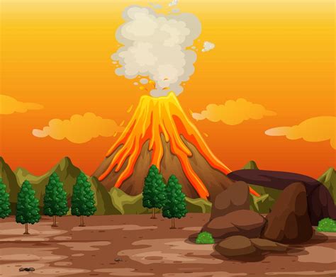 Volcanic Eruption Outdoor Scene Background 1500263 Vector Art At Vecteezy