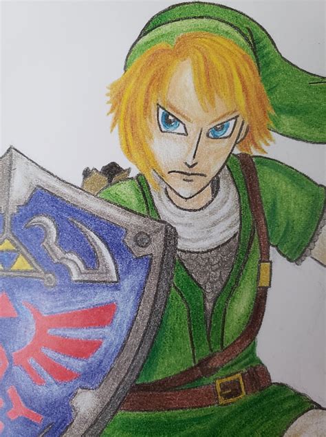 Link From The Legend Of Zelda Handmade Colored Pencil Drawing Etsy