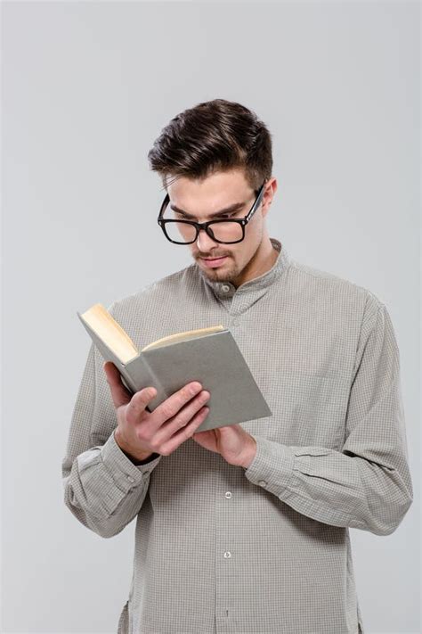 Smart Handsome Young Man Reading Book Stock Image Image Of Study