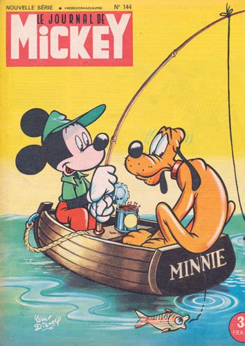 Vintage Fishing Print Mickey Mouse In A Boat