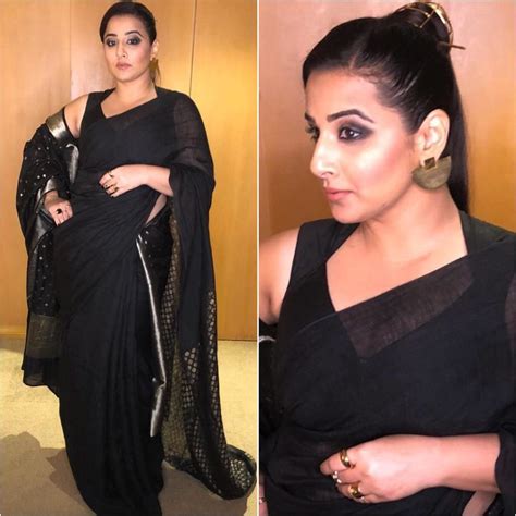 Vidya Balan In Black Saree K4 Fashion