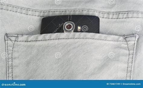 Smart Phone In A Jean Back Pocket Stock Image Image Of Electronic