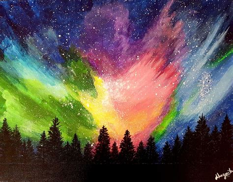 Northern Lights Easy Acrylic Art Acrylic Painting Aurora Borealis