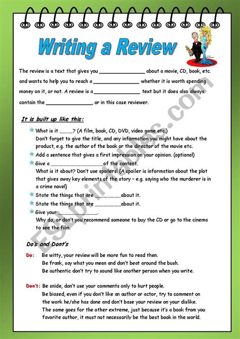 Writing A Review Esl Worksheet By Englishchris