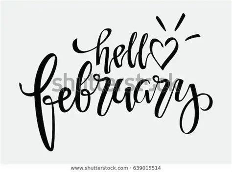 Hello February Hand Lettering Vector Illustration Stock Vektorgrafik