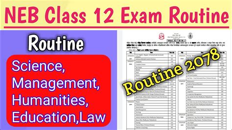 Class 12neb Board Exam Routine 2078 Grade 12 Sciencemanagement