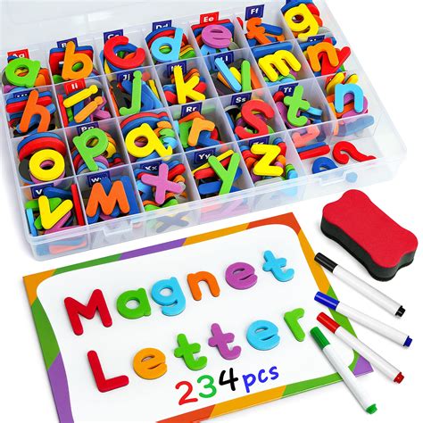 Coogam Magnetic Letters 234 Pcs Uppercase Lowercase Foam Alphabet Abc