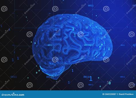 Creative Brain Hologram On Blurry Background Neurology Anatomy Ai