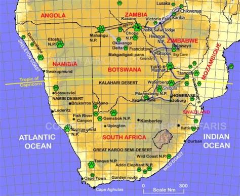 The indian ocean (0 m) is the lowest. African Aero Safaris: Zambezi Safari